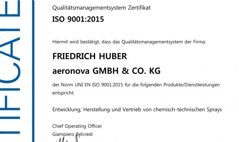 Spring 2018: Successful re-certification of our QMS and up-grade to the version 2015